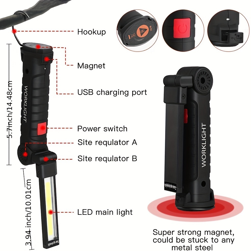 Battery Powered Portable COB LED Work Light Handheld Lantern