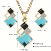 1 pair of earrings 1 necklace elegant jewelry set geometric design multi colors for u to choose match daily outfits party accessories details 0