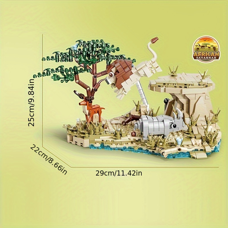jungle exploration forest tropical grasslands animal world building blocks tropical savanna lion king bricks desktop ornaments model assembly toys gifts details 3