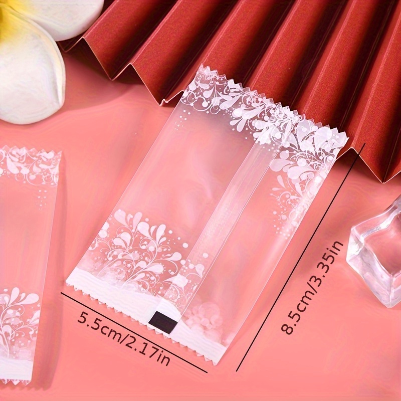 TEMU 95pcs/pack White Flowers Printed Sleeves Machine Sealed Plastic Bag For Gift Cards, Jewelry, Collectibles And Crafts - Pouch For Trading Cards,