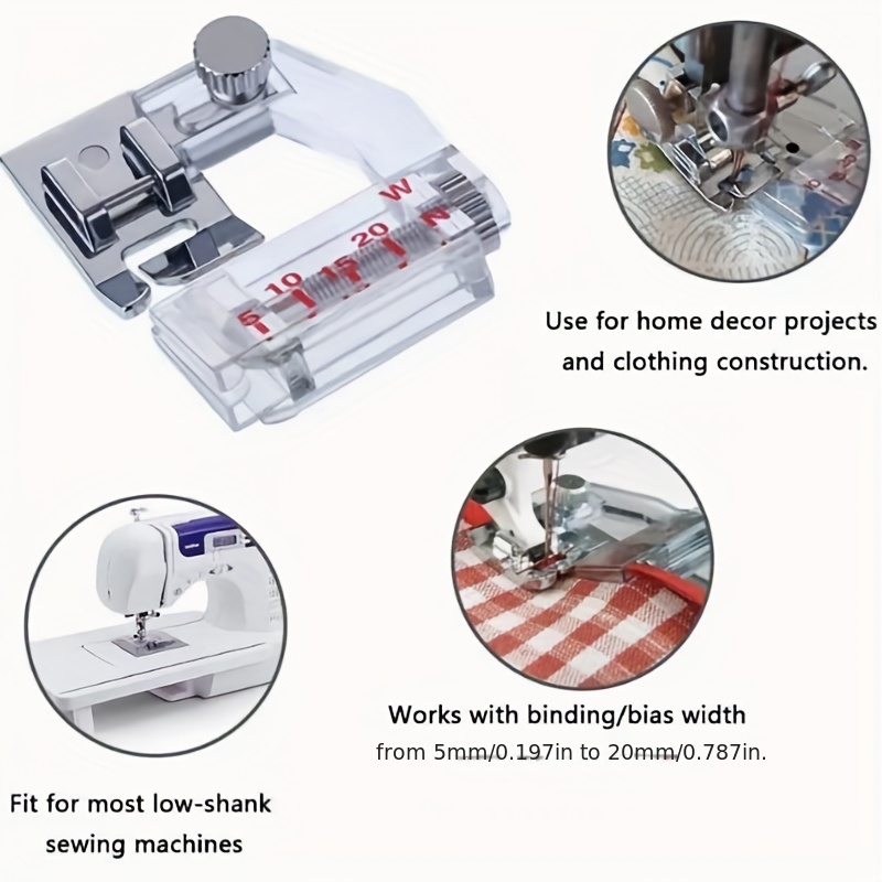 Adjustable Bias Tape Binding Foot / Snap On For Brother Janome Sewing  Machine