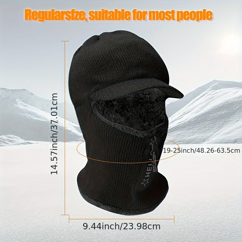 TEMU Women's Knitted Caps, Winter Hat Scarf Mask Group, Winter Hat Winter Warm Wool Hat, Thick Cold-resistant Knitted Hat Brush Ski Mask With Zipper