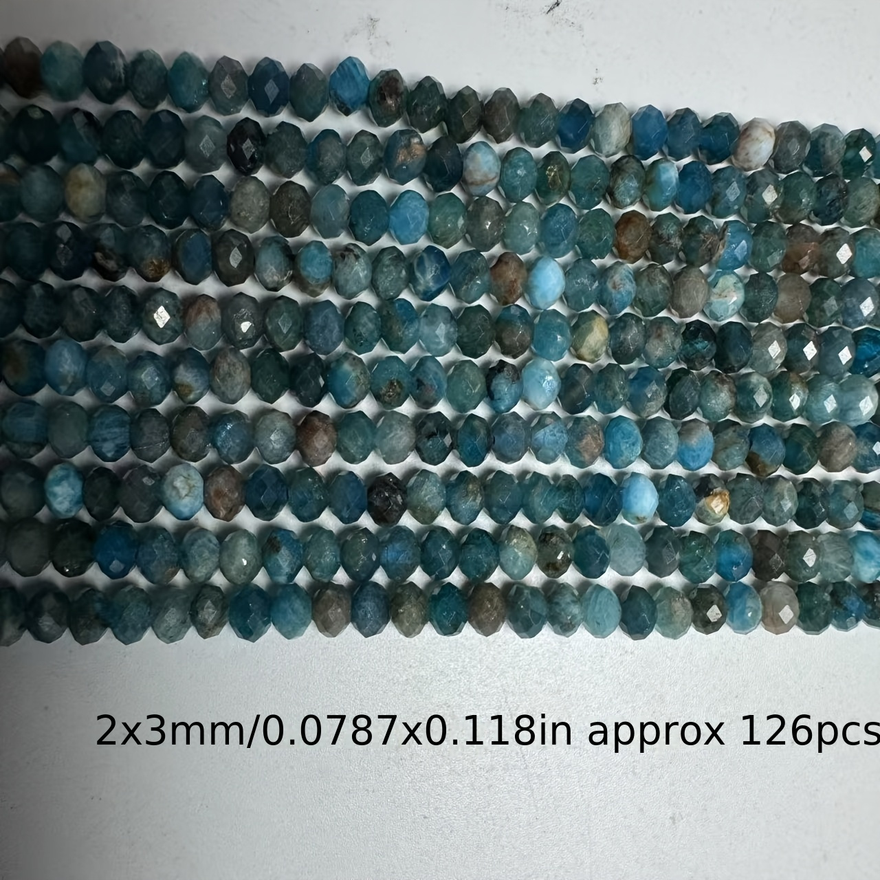 TEMU 126 pezzi di perline piatte e in apatite blu naturale qualit� a forma di ruota - Sfaccettate perline distanziatrici sciolte - Perline in - Lusso