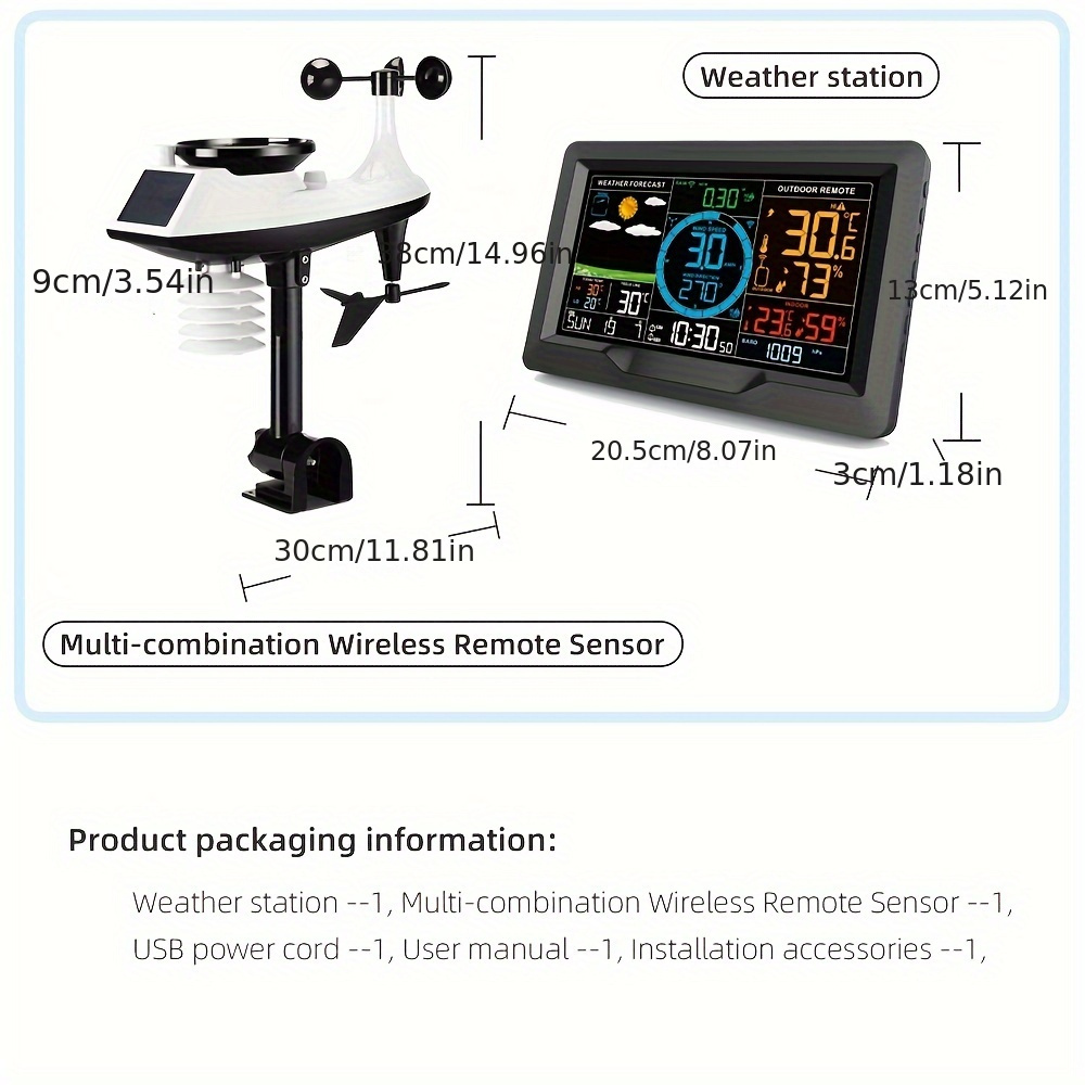 Station météo sans Fil numérique Thermomètre extérieur intérieur avec  capteur de température extérieur et Moniteur d'humidité Jauge d'humidité  Réveil avec rétro-éclairage Snooze (Station météo),Yeuri