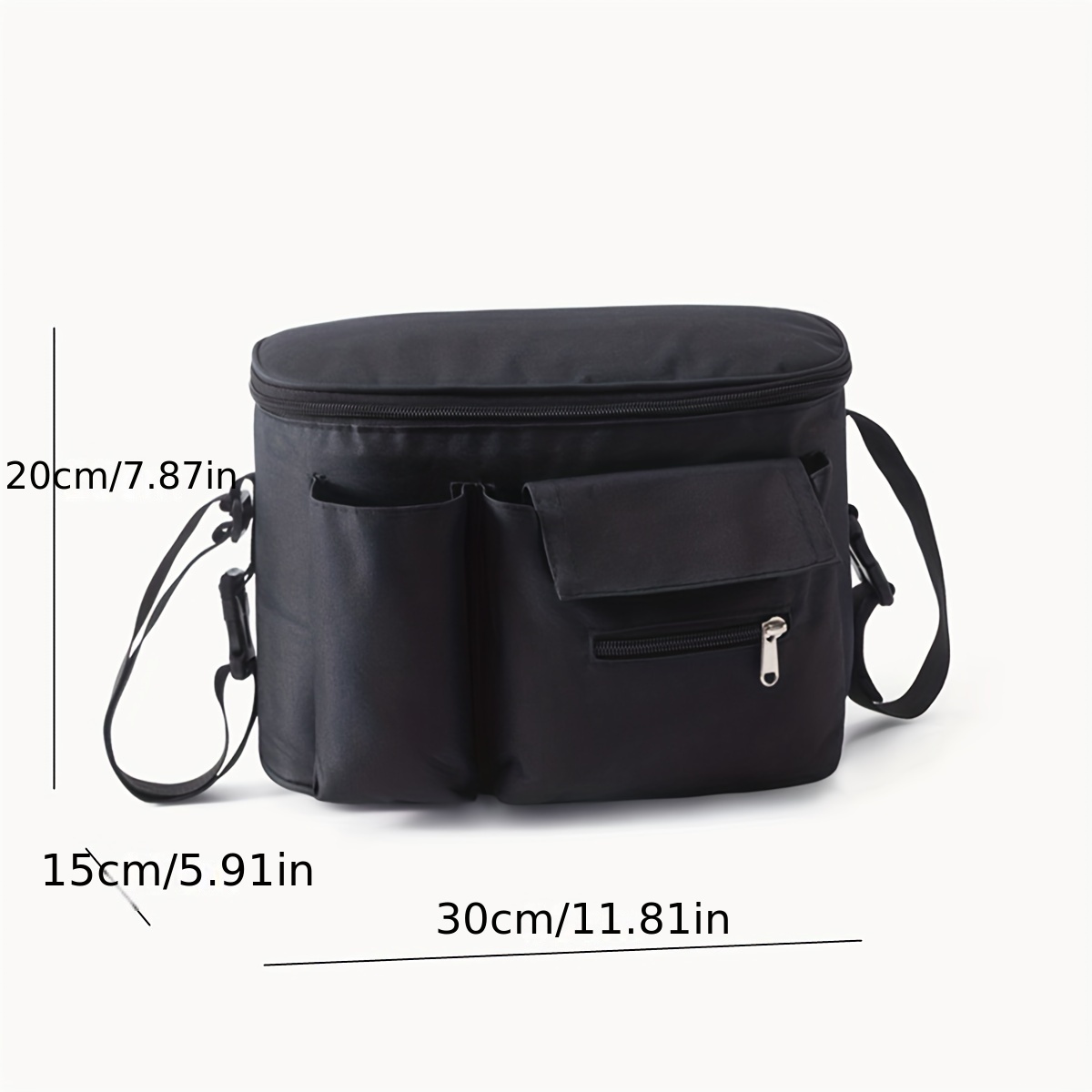 large capacity stroller organizer multifunctional     storage bag with rotating wheels   polyester   moms on the go details 6