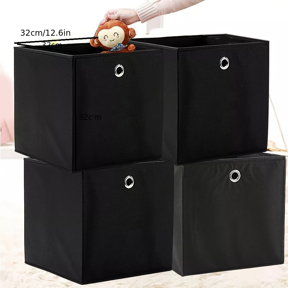 Collapsible Storage Box (32 X 32 X 32 Cm) Fabric Cube Organizer With Finger Hole For Shelves And Room Dividers
