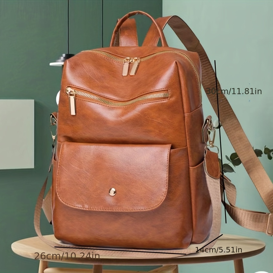 Large Capacity PU Leather School Backpack