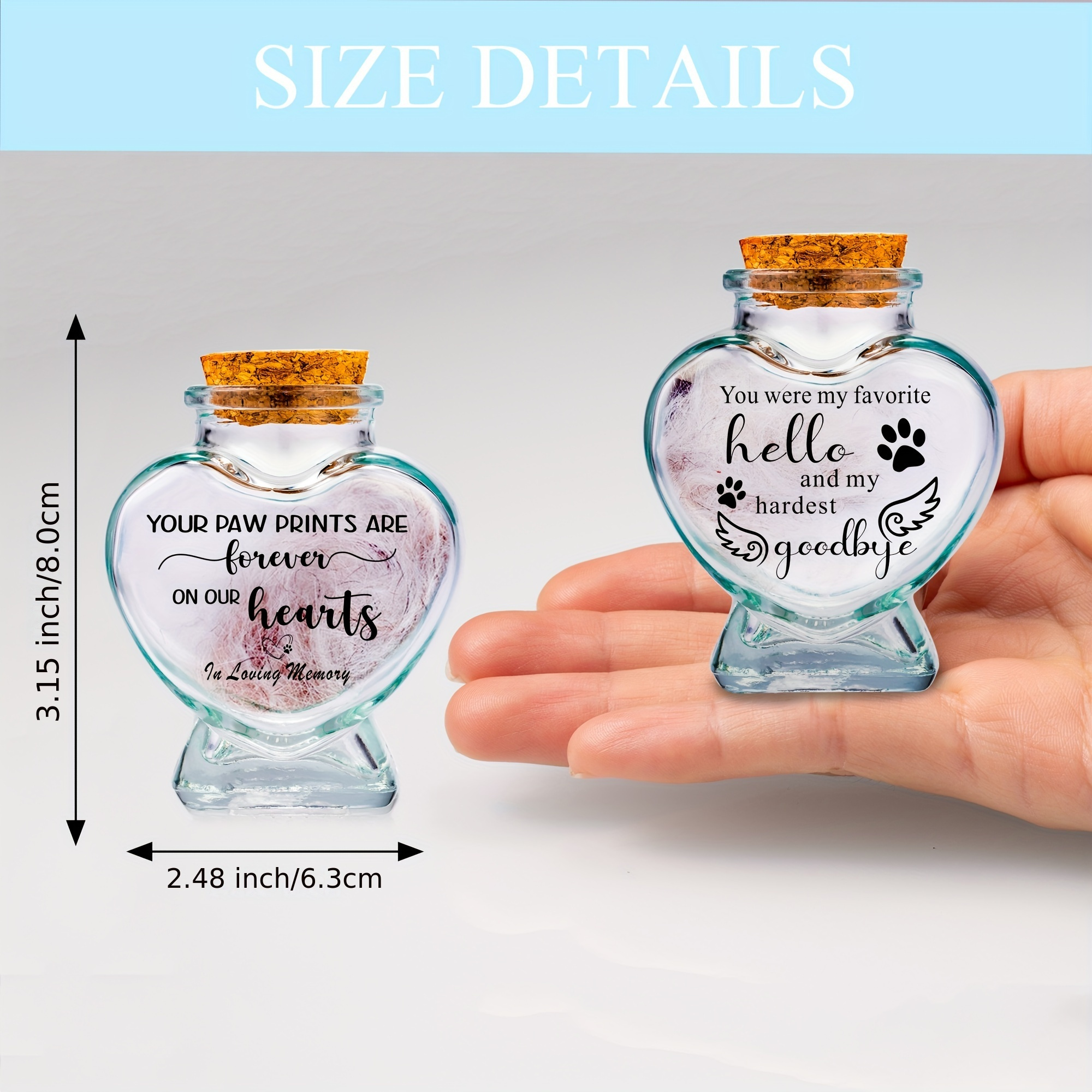 Pet Memorial Urns Sand Keepsake Jar Heart Shaped Glass Urns Temu