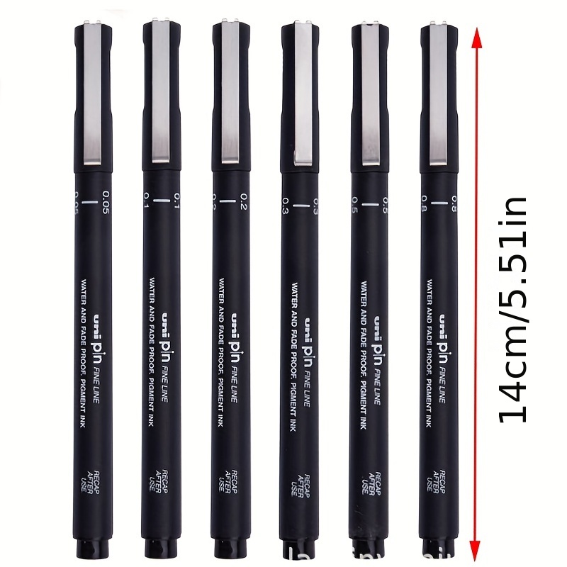 Uni Pin Fine Line Pens 6 Set, Black
