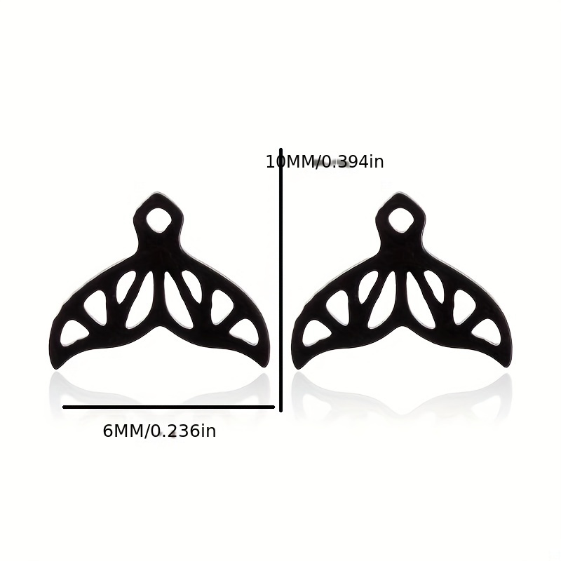 Stainless Steel Fishtail Stud Earrings Retro Compact Jewelry Gift
