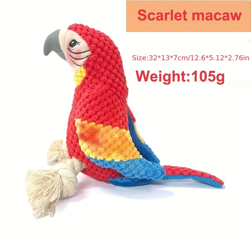 

Durable Squeaky Macaw Plush Dog Toy - Bite-resistant, Interactive Chew Toy For All Breeds Dog Toys For Aggressive Chewers Dog Toys Aggressive Chewers