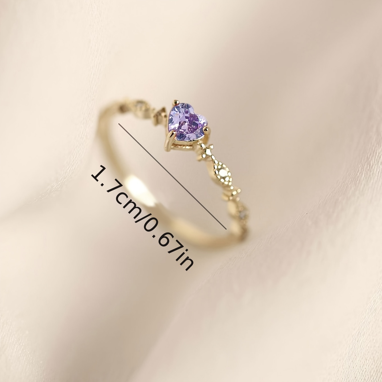 Eternity Heart CZ Ring Rose Tone Daily/Special Occasions
