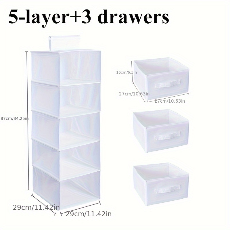 TEMU Large Capacity Hanging Fabric Storage Bag, Drawer Organizer Hanging Bag, Dormitory Bedside Clothes Storage Bag