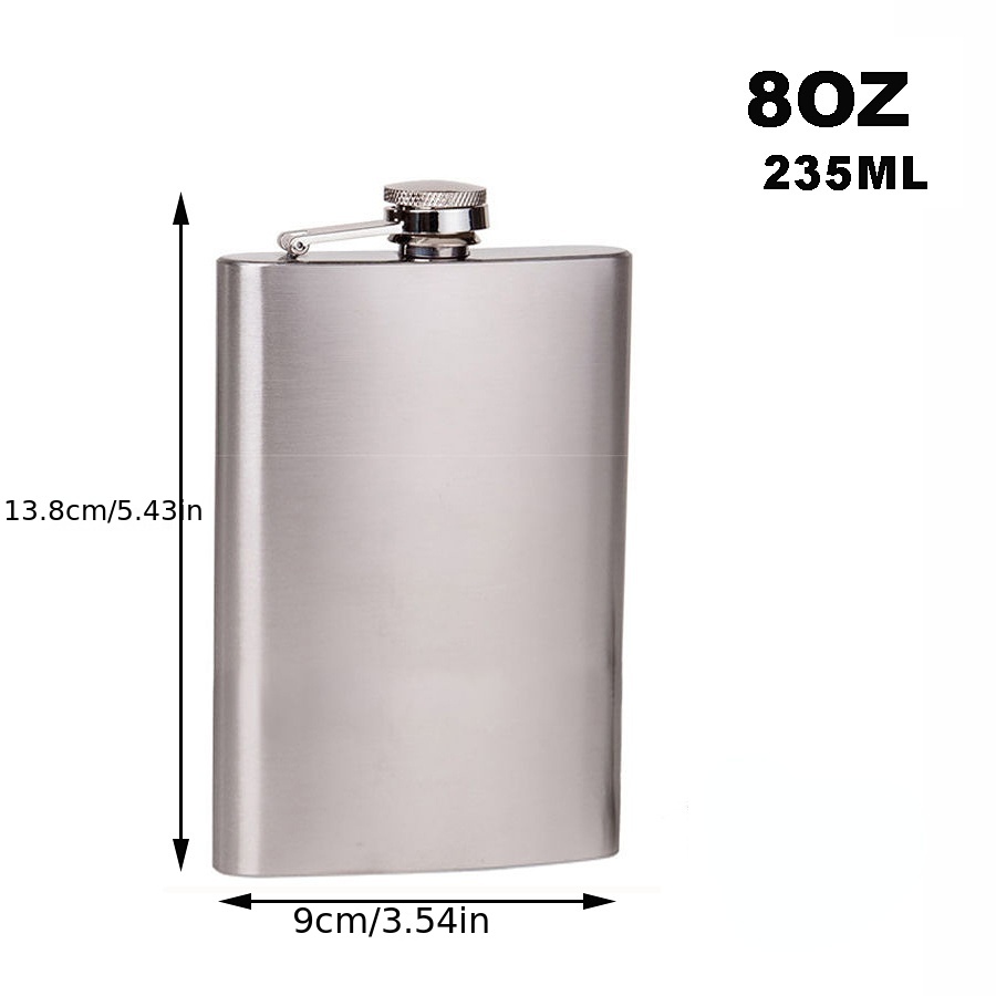 1pc 4/5/7/8/10/12oz Stainless Steel Hip Flask, Alcohol Whiskey Flask Wine Jug, Home Kitchen Outdoor Supplies