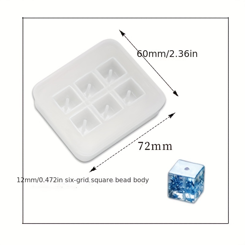 RESIN Square BEAD MOLD, Silicone Mold to Make 12mm Square