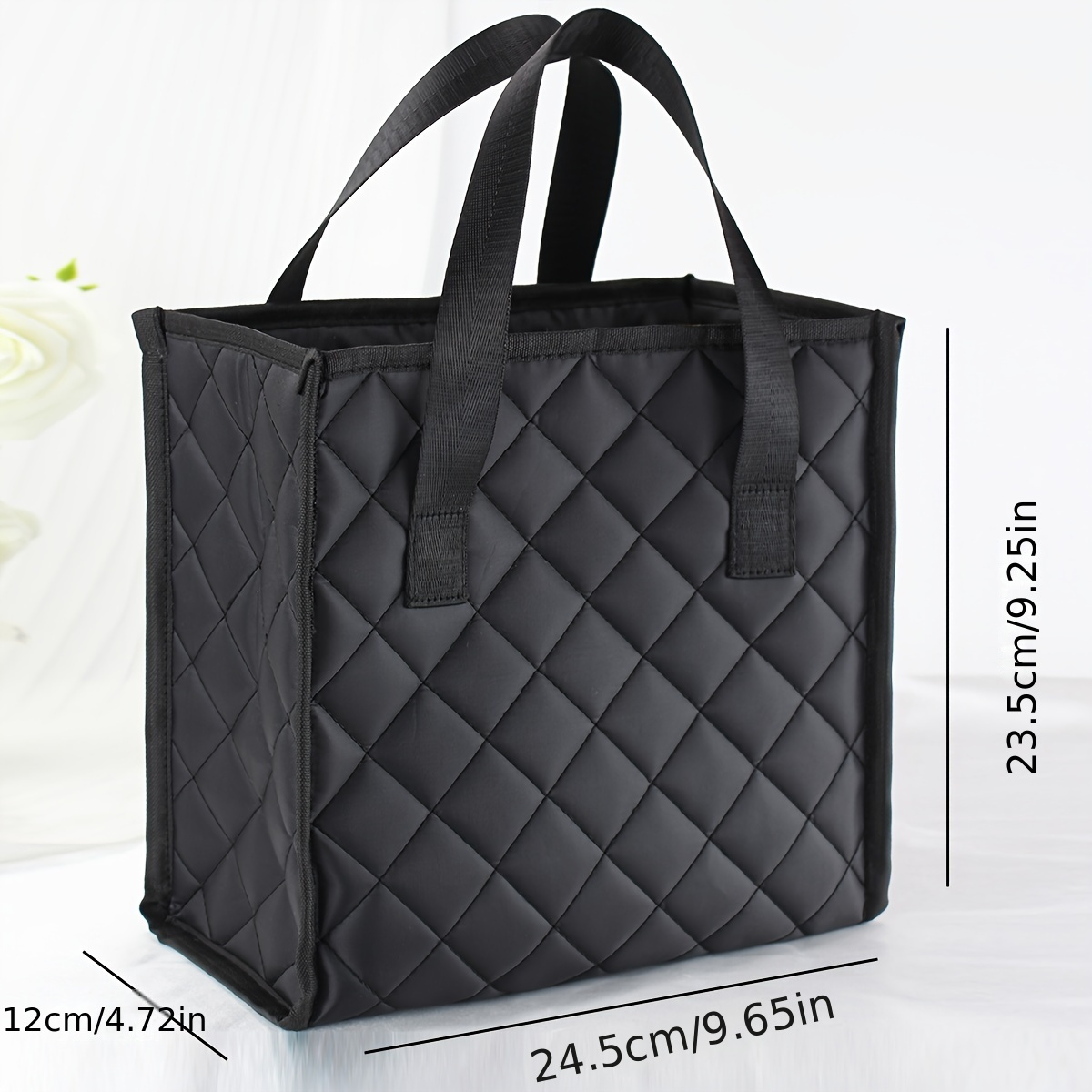 TEMU Quilted Tote Bag, Fashionable Simple Design, Women's Handbag With Handle, Elegant Organizing Storage Pouch, Cosmetics Carry Bag, Stylish And Versatile