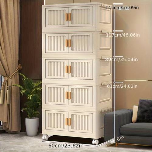 item picture folding storage cabinet utility cabinet bedside cabinet bookcase with magnetic door catch and removable wheels