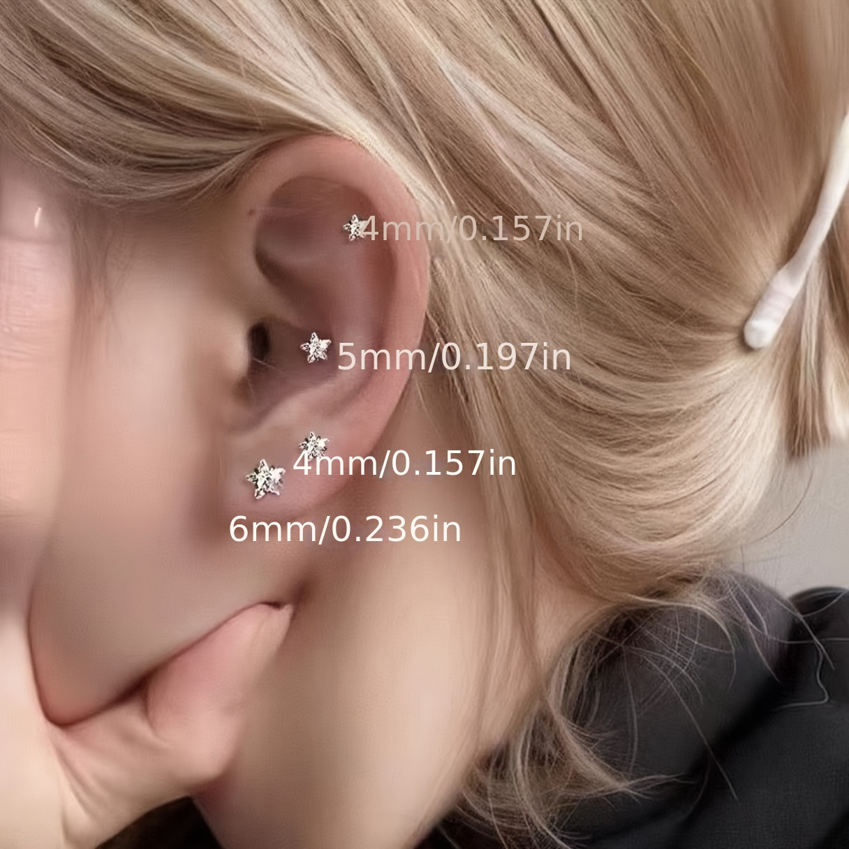 a set of three pairs of earrings   shaped super sparkly elegant and   with a threaded structure to prevent falling off suitable for bathing and sleeping without needing to remove them   everyday wear and multiple e Product details 6