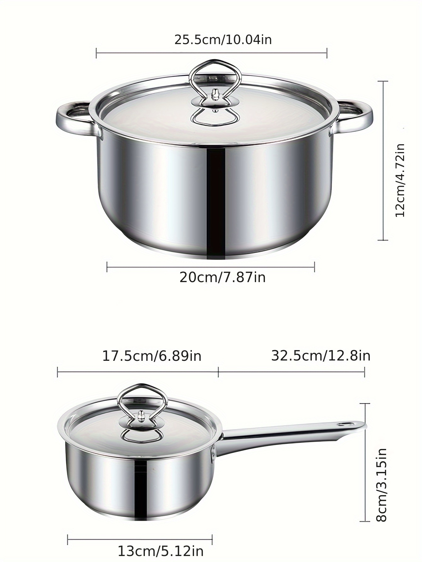 15pcs stainless steel cookware set   pots pans utensils for home and restaurant use details 8