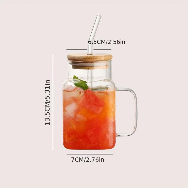 Glass Mason Jar With Lid And Straw, Glass Water Cup With Handle, Iced Coffee  Cups, Drinking Glasses For Juice, Milk, Tea, And More, Summer Winter  Drinkware - Temu