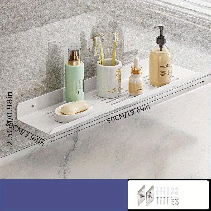 1pc Bathroom Shelf, Acrylic Wall-mounted Shelf For Sink, No Drilling Shower  Storage Rack