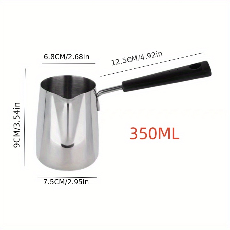 350ml Milk Warmer Pot, Coffee Pot, Stainless Steel Stovetop Melting, Silver