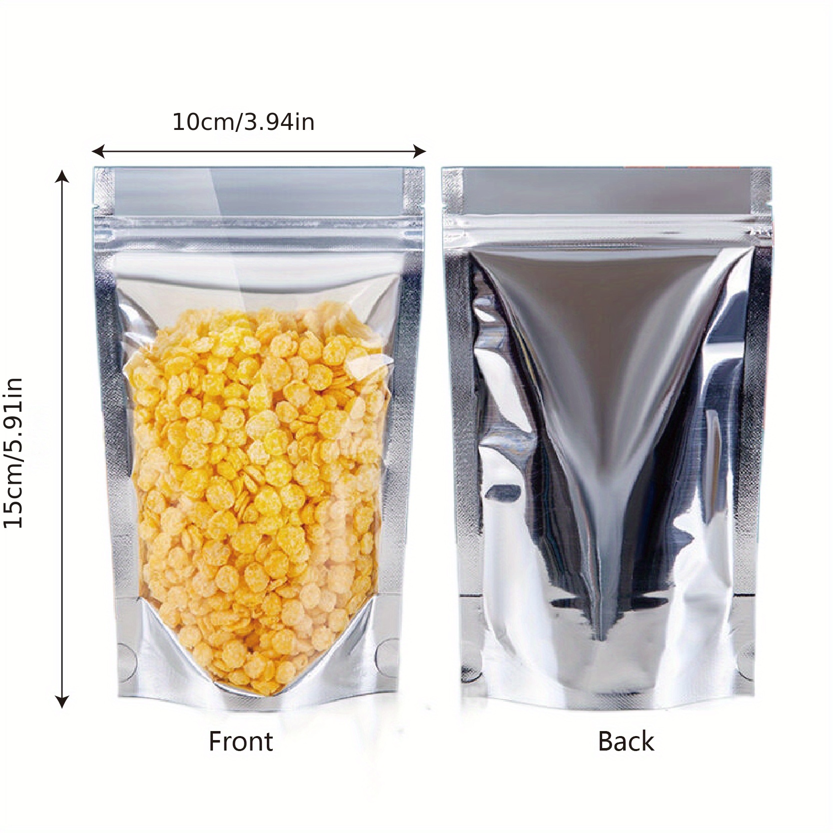 100pcs Metallic Mylar Bags Resealable Zip Lock Food Storage Pouch for Candy  Nut Tea Spice Sourcemax