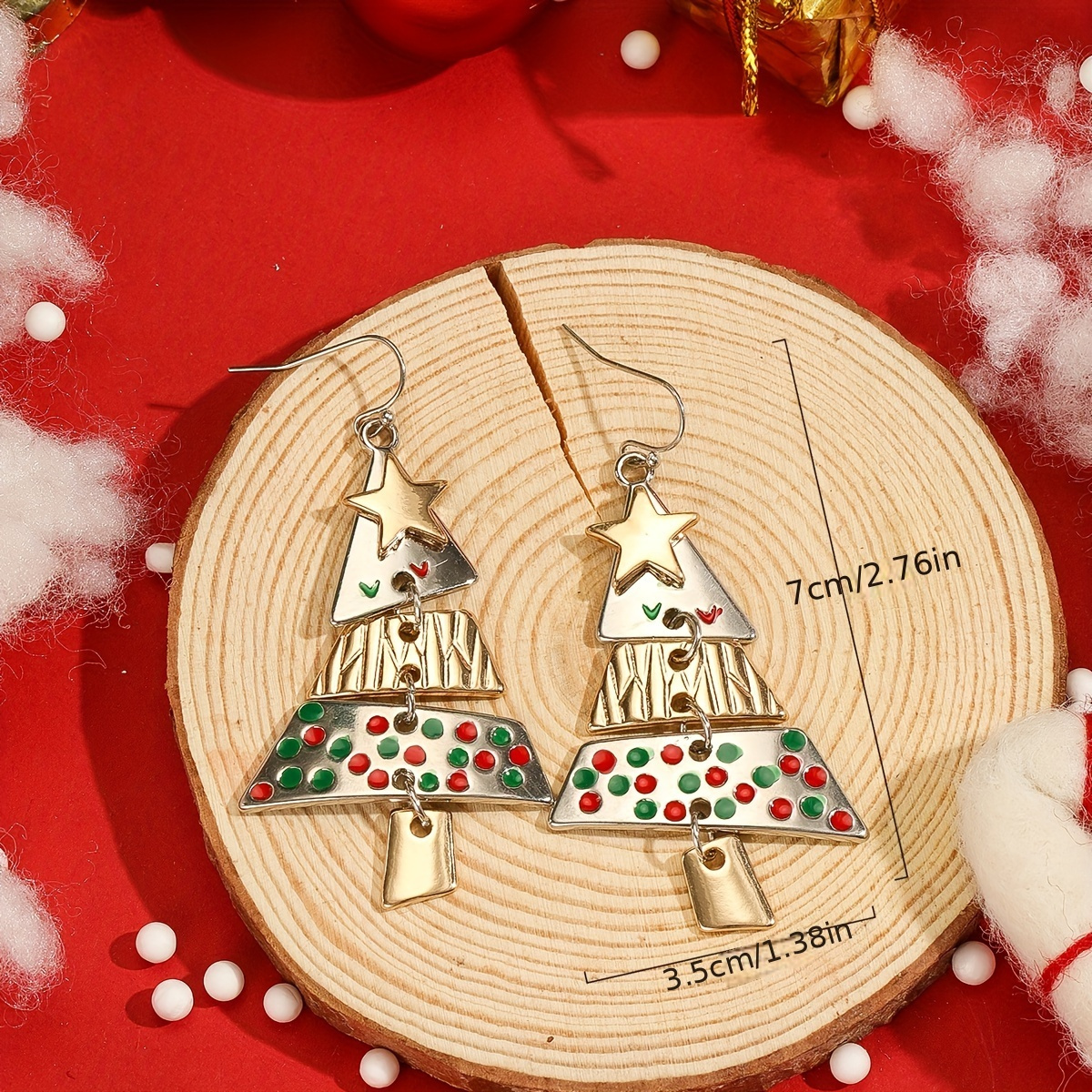 Women's Christmas Tree Dangle Earrings Winter Holiday Jewelry