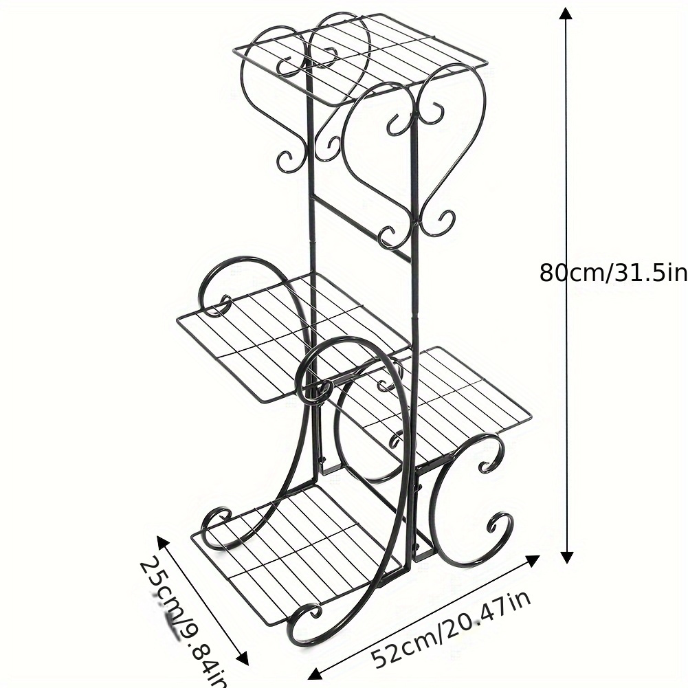 TEMU 82*52cm European- Iron Flower Stand Four-storey Balcony Outdoor Decorative Flower Pot Stand Flower Pot Shelf