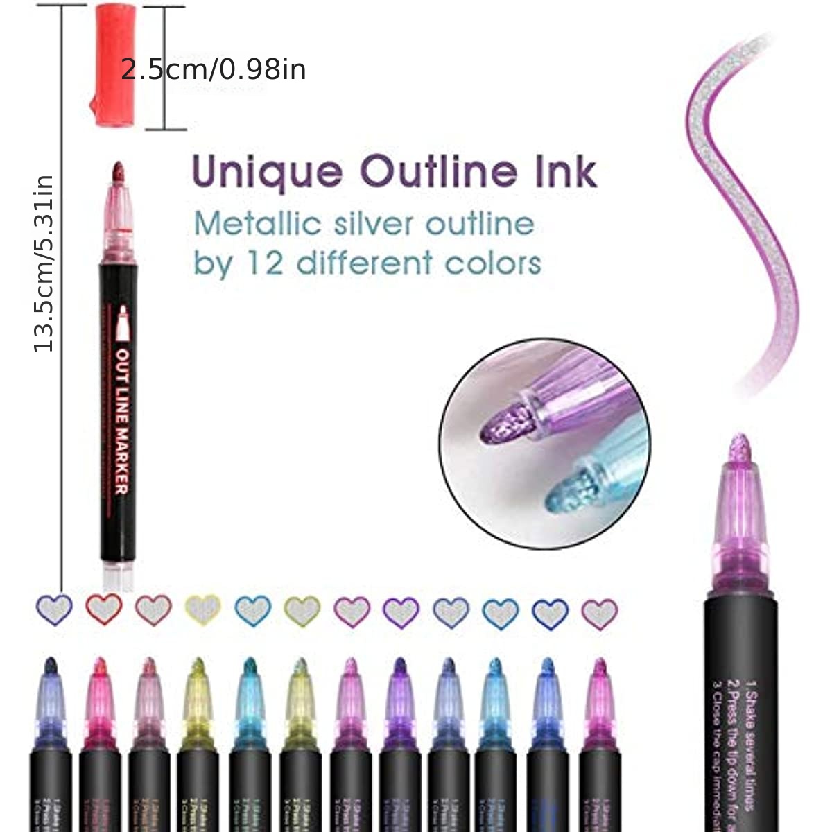 12 Colors Metallic Pens Metal Paint Pen For Beginner Adult - Temu
