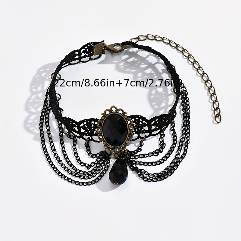 Gothic Multilayer Chain Lace Anklet for Halloween