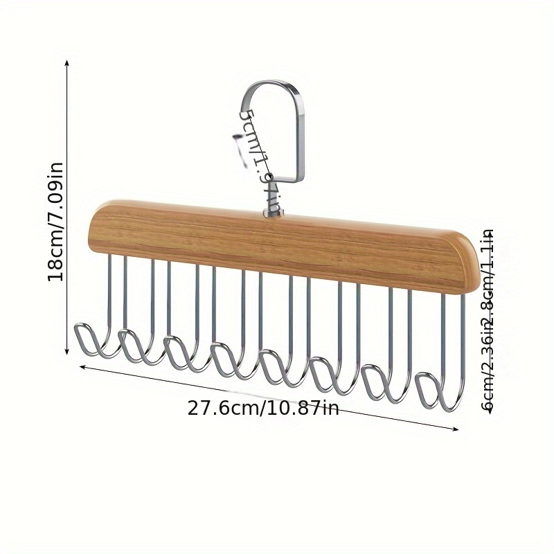 1pc 20-hook Wooden Hat Hanger, Clothes Drying Rack For Underwear, Ties,  Camisoles, Scarves, Belts, Household Storage Organizer For Bathroom,  Bedroom