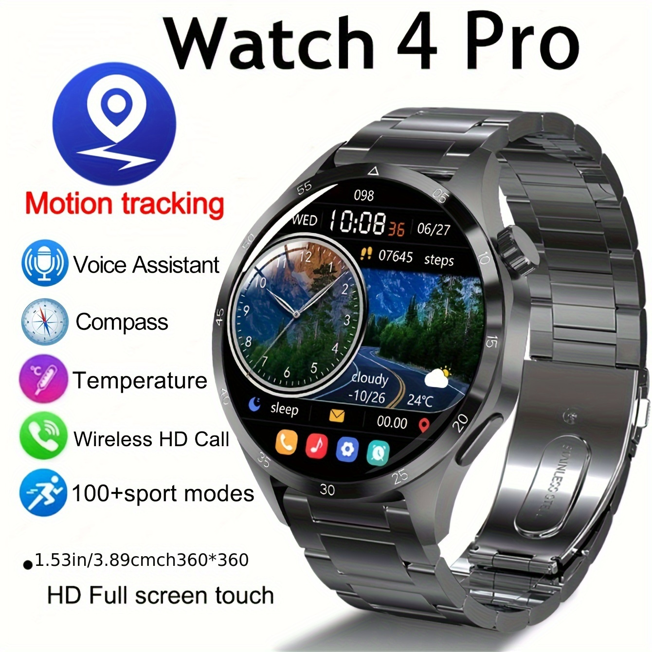 

2024 New Gps Smartwatch Men's Watch Pro+1.53-inch Amoled 360 * 360 High-definition Screen Wireless Call Nfc Smartwatch Women's Father's Day Gift
