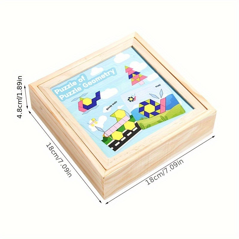 Multifunctional Tangram Puzzle with Wooden Box and 30pcs Blocks