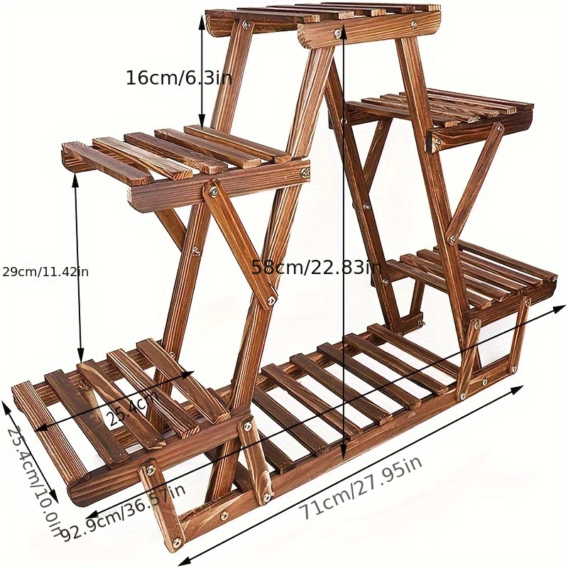 Supporto Per Piante In Rattan E Legno Con Gambe Triangolari, Vaso In Tessuto Naturale Per Decorazione Giardino E Interni - 2