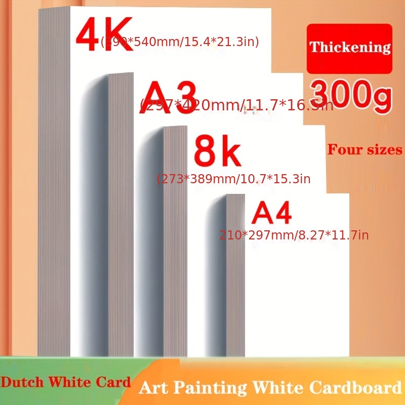 

10pcs/20pcs 300g A3 A4 Dutch White Cardboard Thickened Painting Mark Pen Color Lead Special Art Paper Handmade Thick Hard White Cardboard Teacher's Recommendation