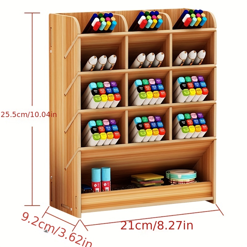 Wooden Pen Organizer Multi functional Pen Holder Box Desktop - Temu