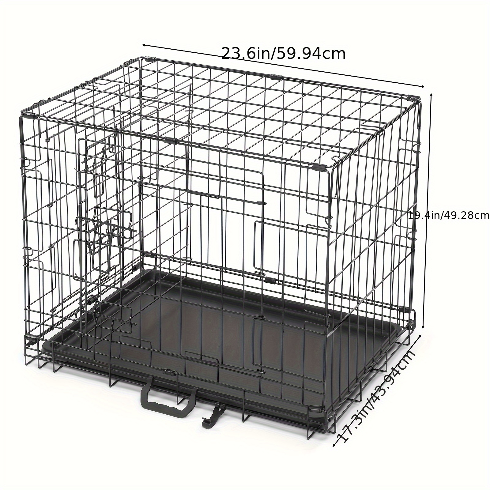 A Black 24-inch Collapsible Enclosure Featuring A Divider And A Plastic Bottom Tray, Suitable For Cats And Dogs