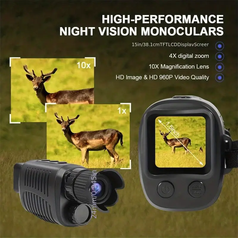 1080p hd professional night vision device rechargeable monocular zoom hunting telescope infrared 5x digital hunting device built in lithium battery details 5