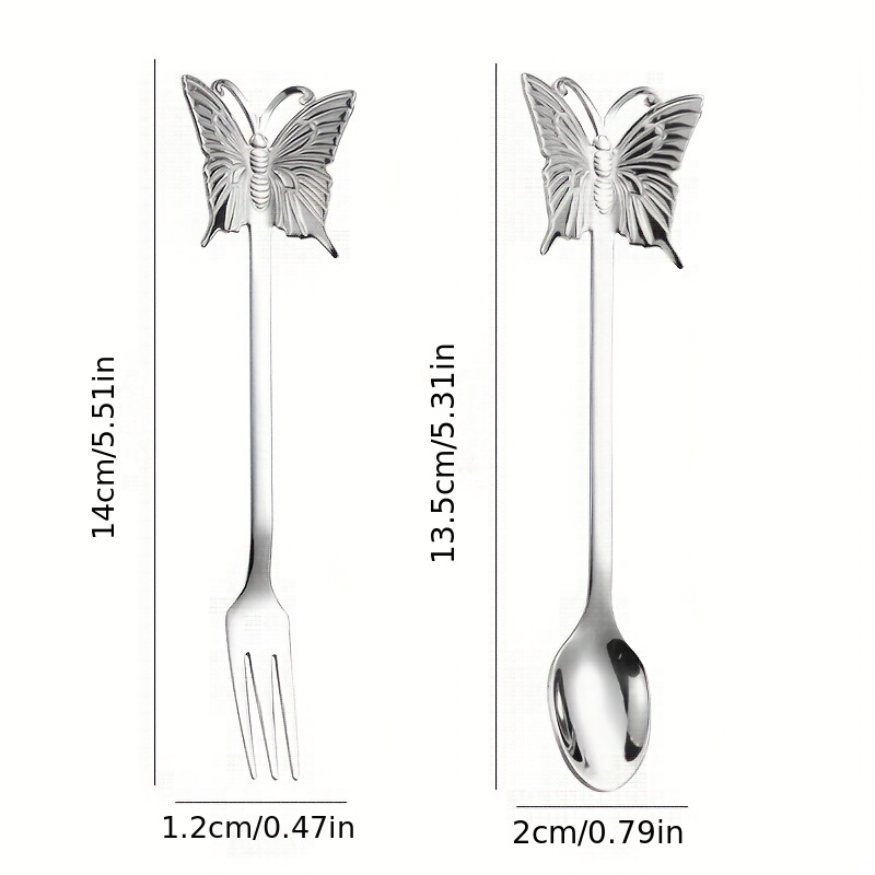 304 Stainless Steel Butterfly Spoon Fork Coffee Mixing Spoon - Temu
