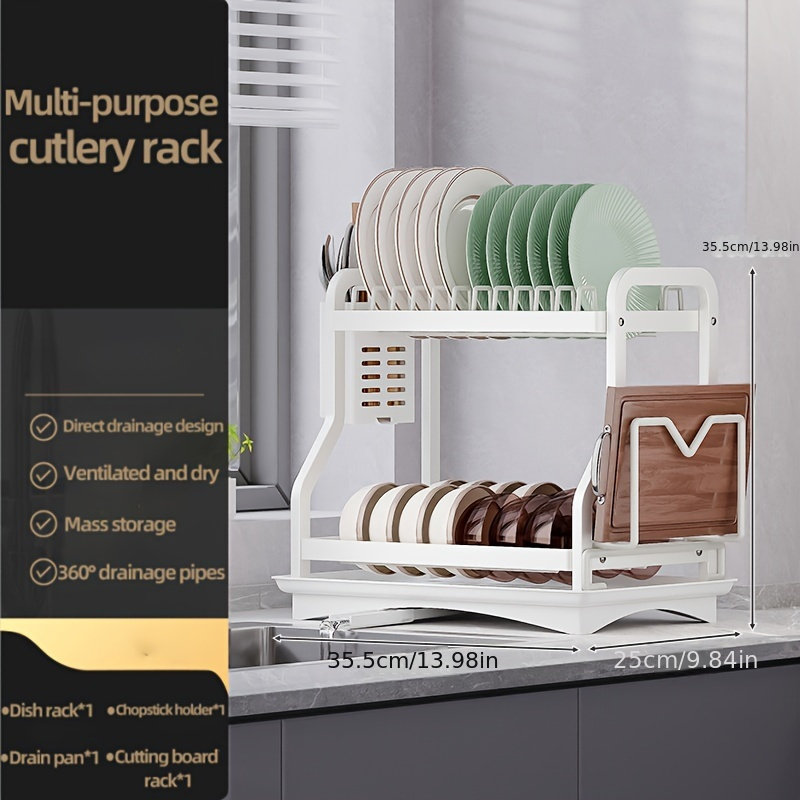 R shaped Kitchen Dish Storage And Draining Rack With - Temu