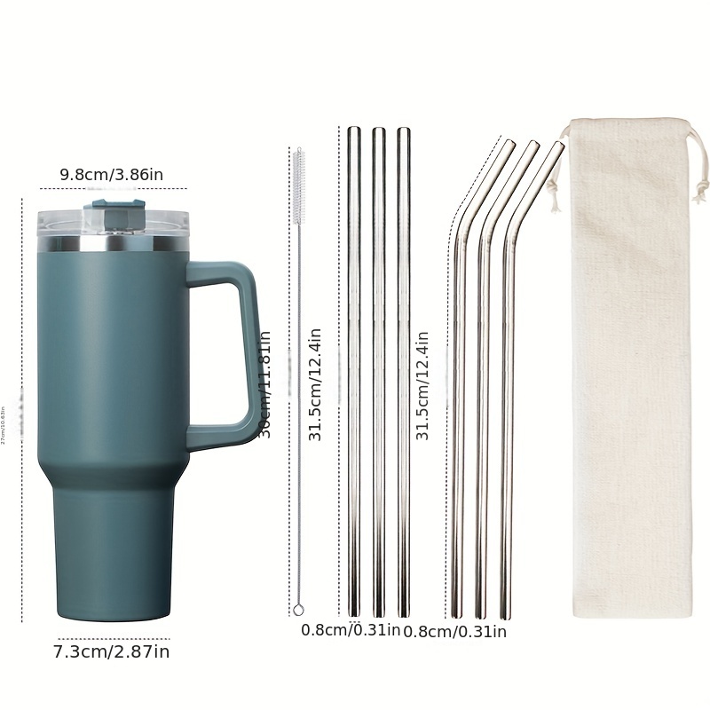 8 Piece 5/16 inch (8mm) Wide Stainless Steel Straws for 40 oz Tumbler with  Handle, 12 Inch Long Reusable Metal Drinking Straws, Replacement Straws