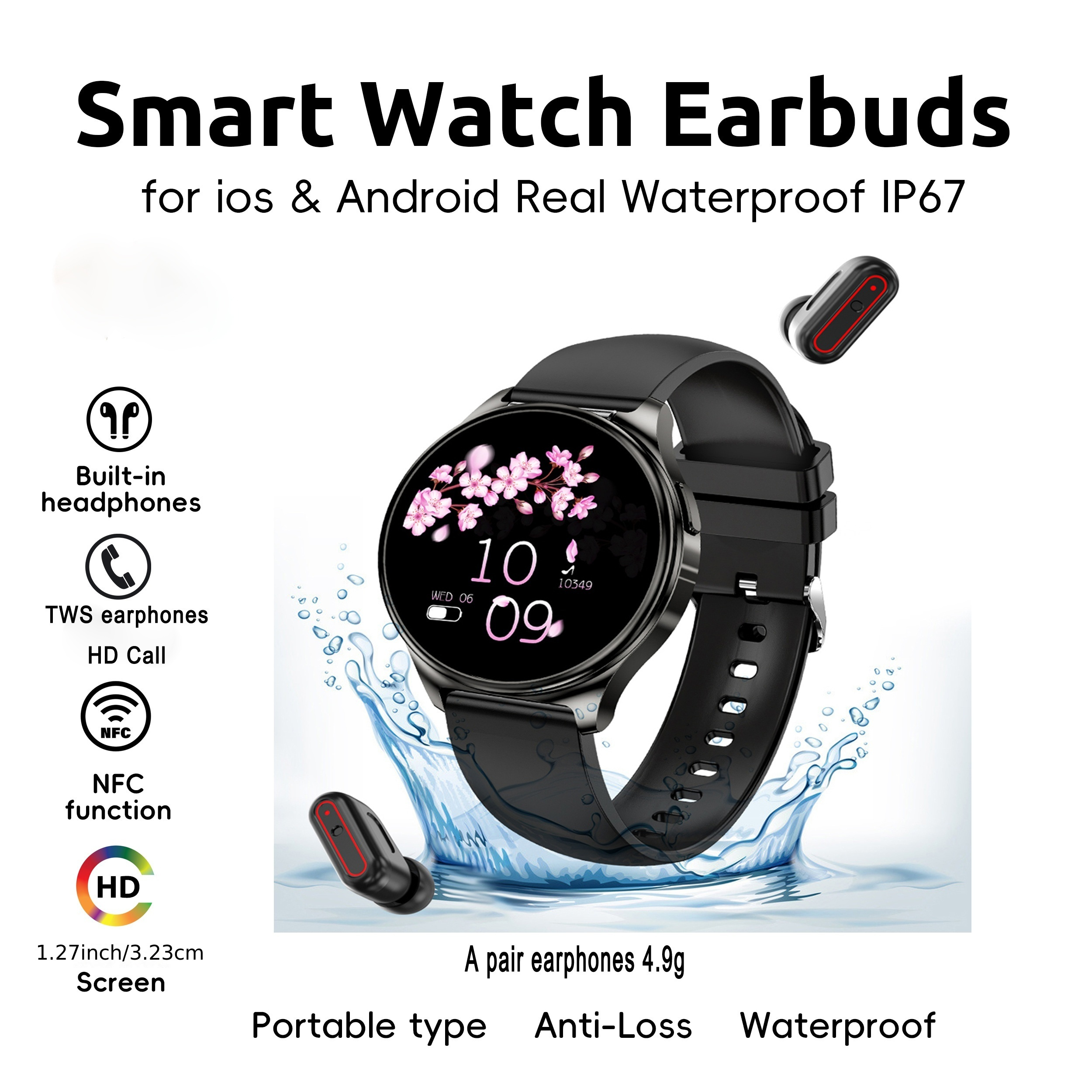 

2024 New Waterproof Sports Smart Watch Built-in Tws Earbuds, Men's Nfc Wireless Talk Men's Watch 360*360 Hd Screen Smart Watch Sports Fitness Outdoor Waterproof Smart Watch Men Best Gift