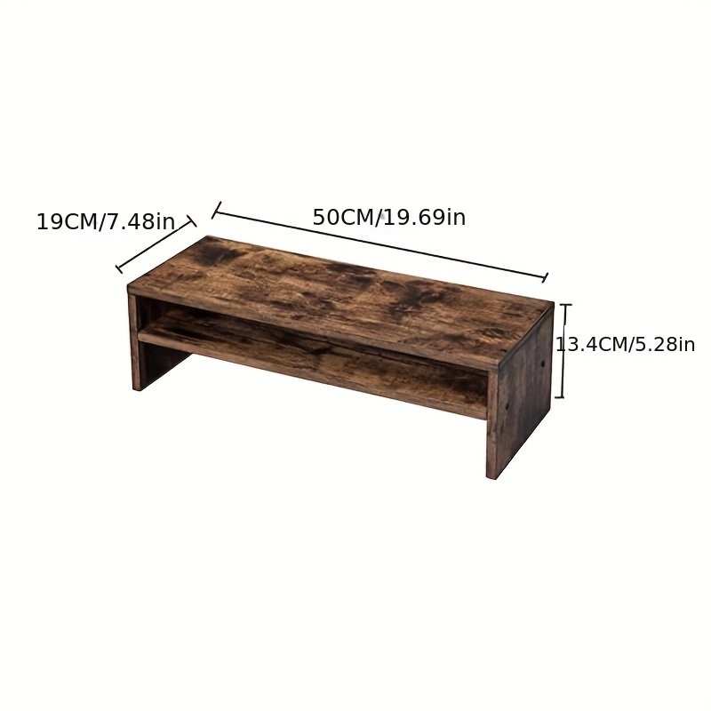 Monitor Stand - Wooden Desk Shelf