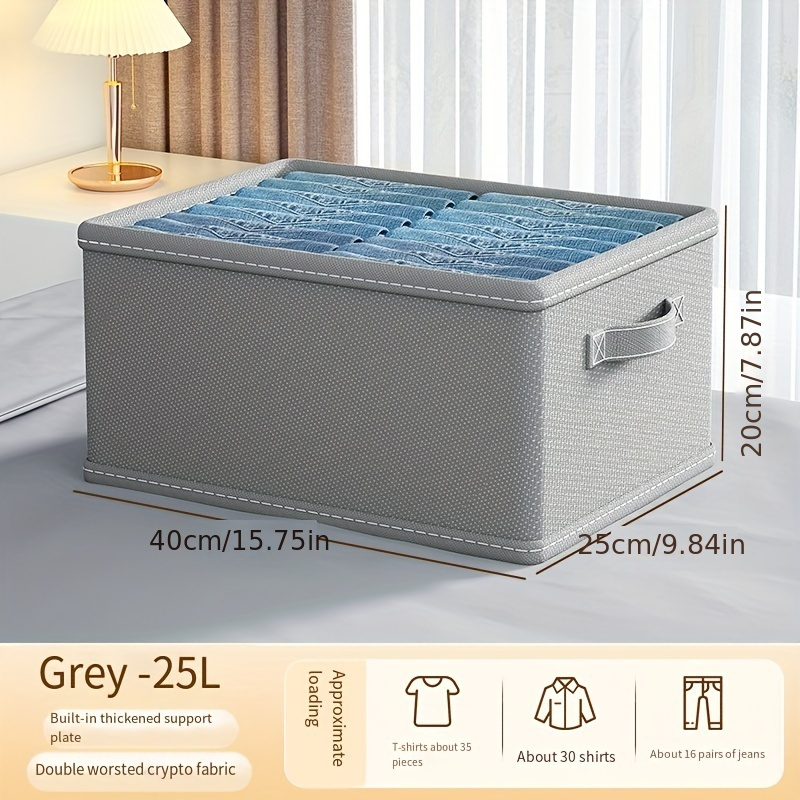 1Pc Grey Large Capacity Non-Woven Storage Box for Clothing And