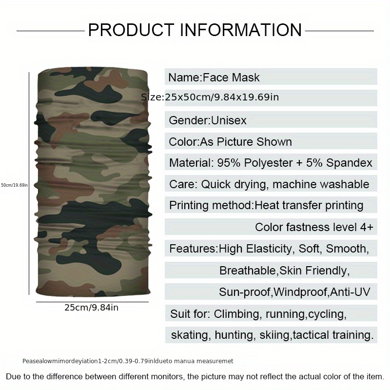Camouflage Cycling Face Mask Tactical Military Scarf Neck Gaiter Men  Seamless Bandana Women Headband Balaclava Tube Face Shield - Jewelry &  Accessories - Temu Canada