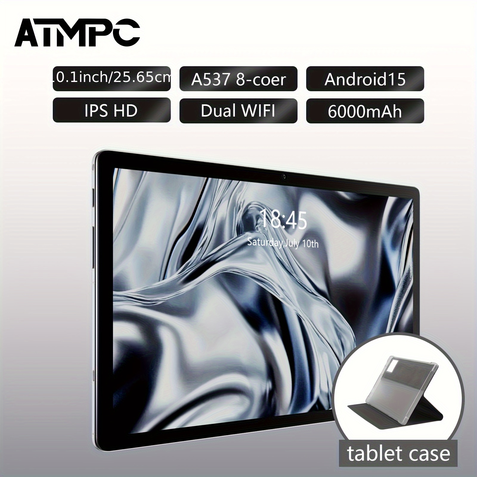 10.1 Inch Tablet Android 15 OS Pad, 2-In-1 Pad with Keyboard, Mouse, Case, Stylus, 128GB ROM 24GB (4GB+20GB) RAM, Dual Camera, High-Frequency Octa-Core Processor, 10.1 Inch IPS High-Definition Display Screen, Tab, 5G Wi-Fi 6, Google, Pad, Tablet