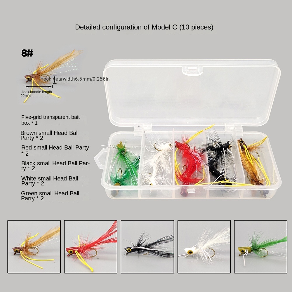 20Pcs Bass Popper Jig Dry Fly Fishing Lure Floating Foam Jig head Assorted  Poppers Bait Topwater Panfish Bluegill Bugs Lures Kit