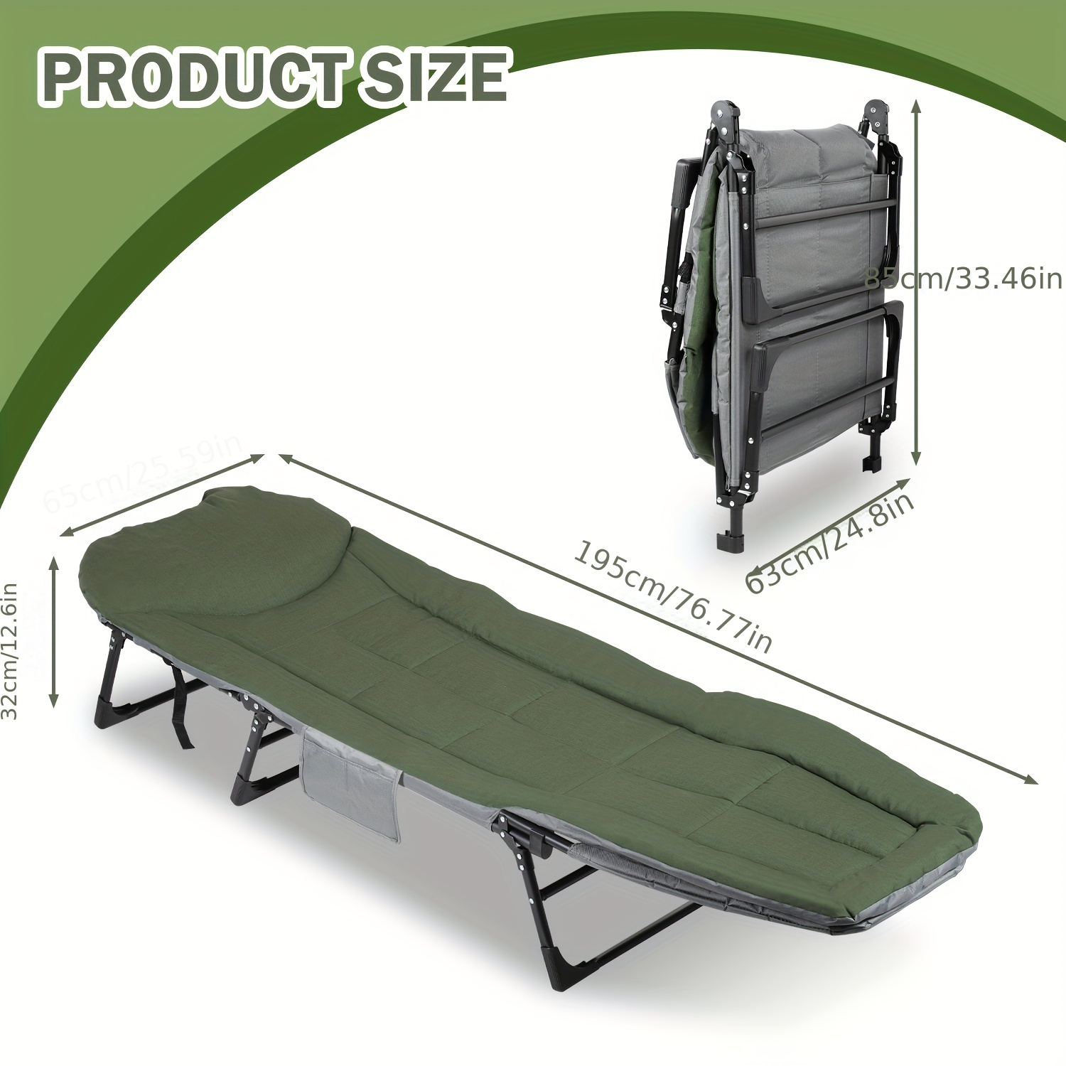 Foldable Carp Fishing Bed, Padded Camping Cot With 150kg Load Capacity And Storage Bag, 200 × 64 × 32cm, A Comfortable Alternative To A Camping Chair