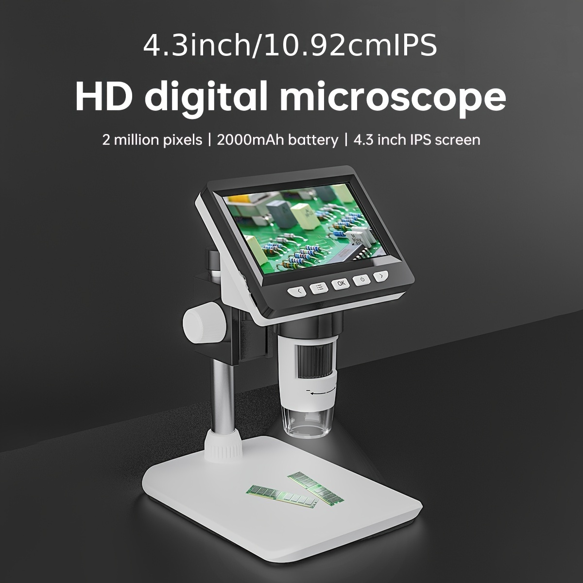 

1000x Digital Microscope 8 Led Real Shot Rendering Computer Microscope Electron Biological Microscope 4.3inch